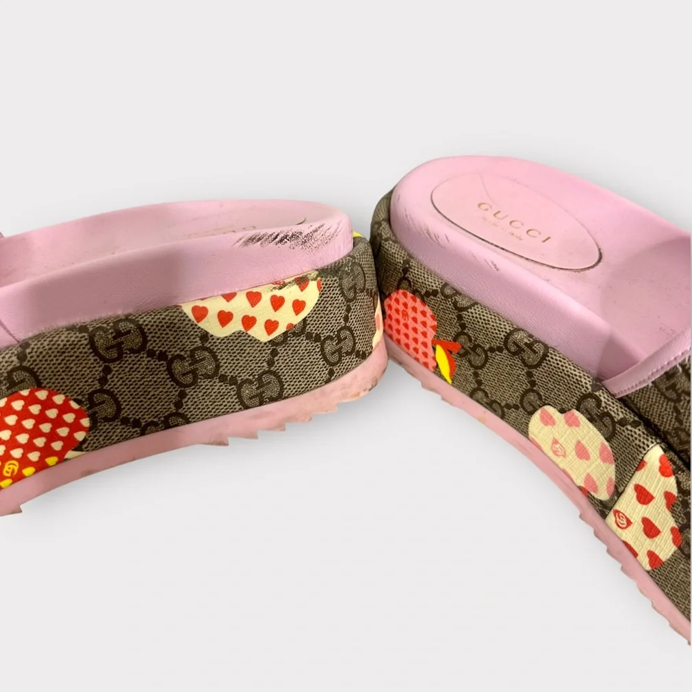 Gucci Les Pommes, designer, platform, novelty print limited edition slides
